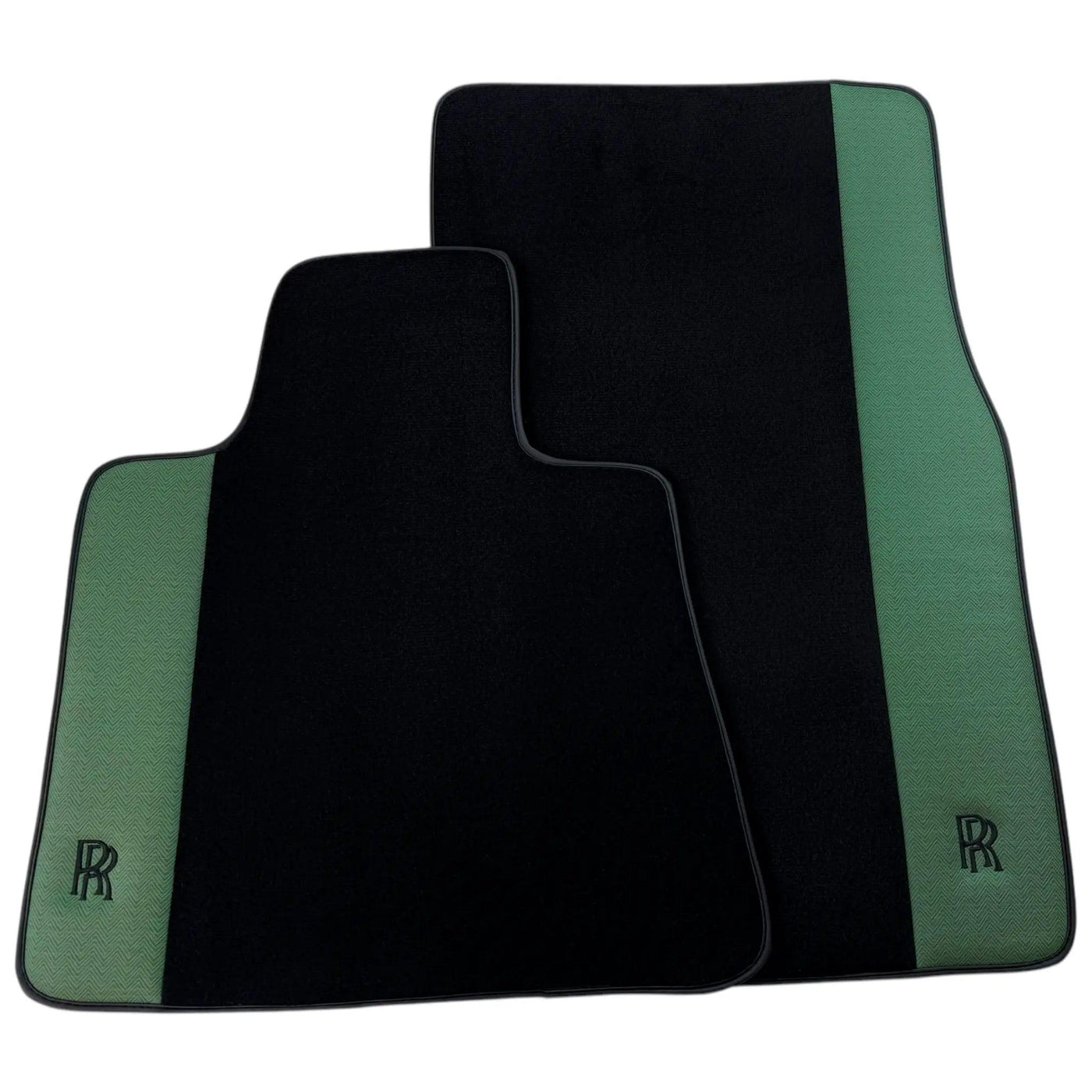 Black Floor Mats for Rolls Royce Ghost Series II (2021-2024) with Green Leather
