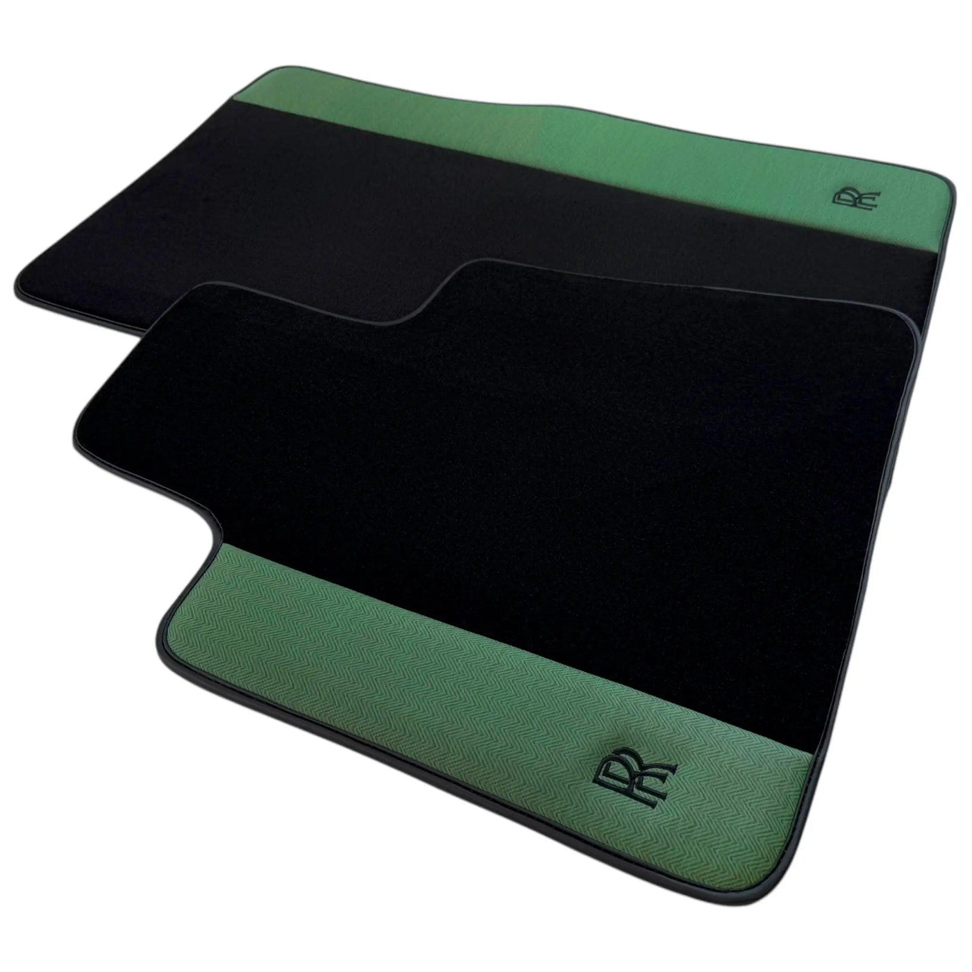 Black Floor Mats for Rolls Royce Ghost Series II (2021-2024) with Green Leather
