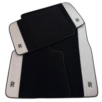 Black Floor Mats for Rolls Royce Phantom VIII (2017-2024) with Gray Leather Borders