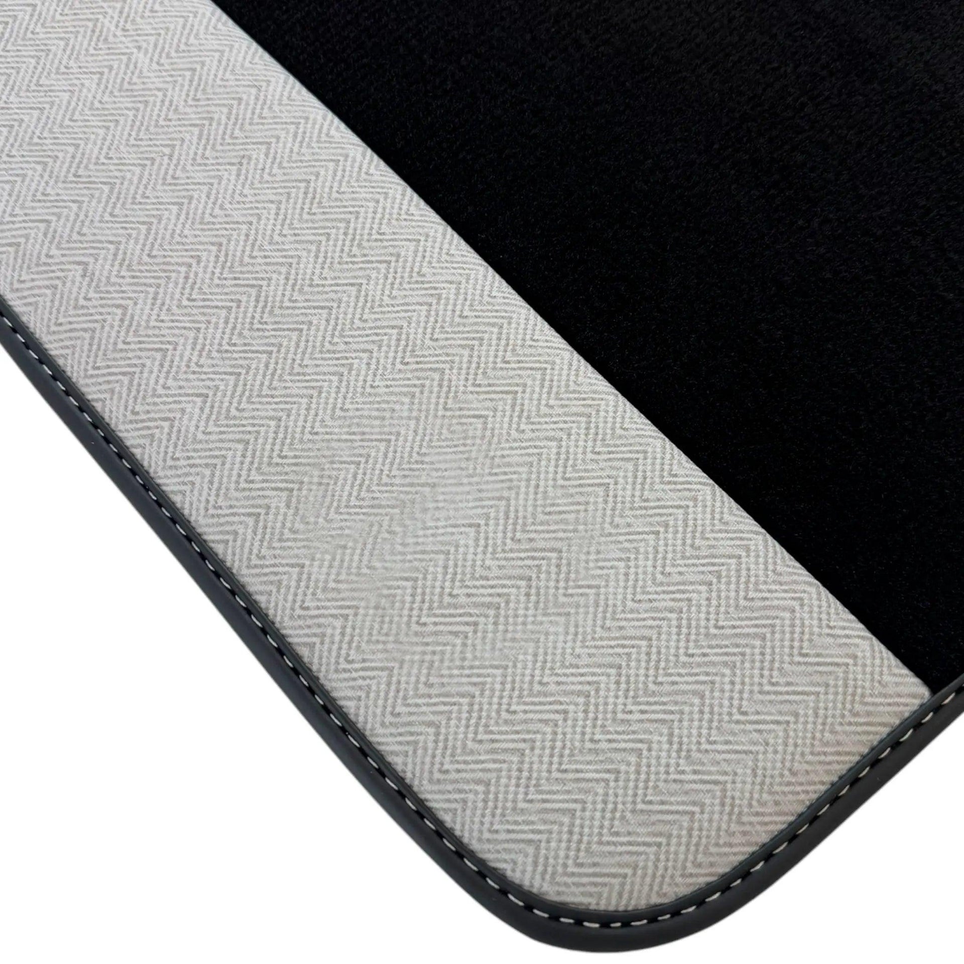 Black Floor Mats for Rolls Royce Shadow (1965-1977) with Gray Leather Borders