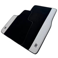 Black Floor Mats for Rolls Royce Shadow (1965-1977) with Gray Leather Borders