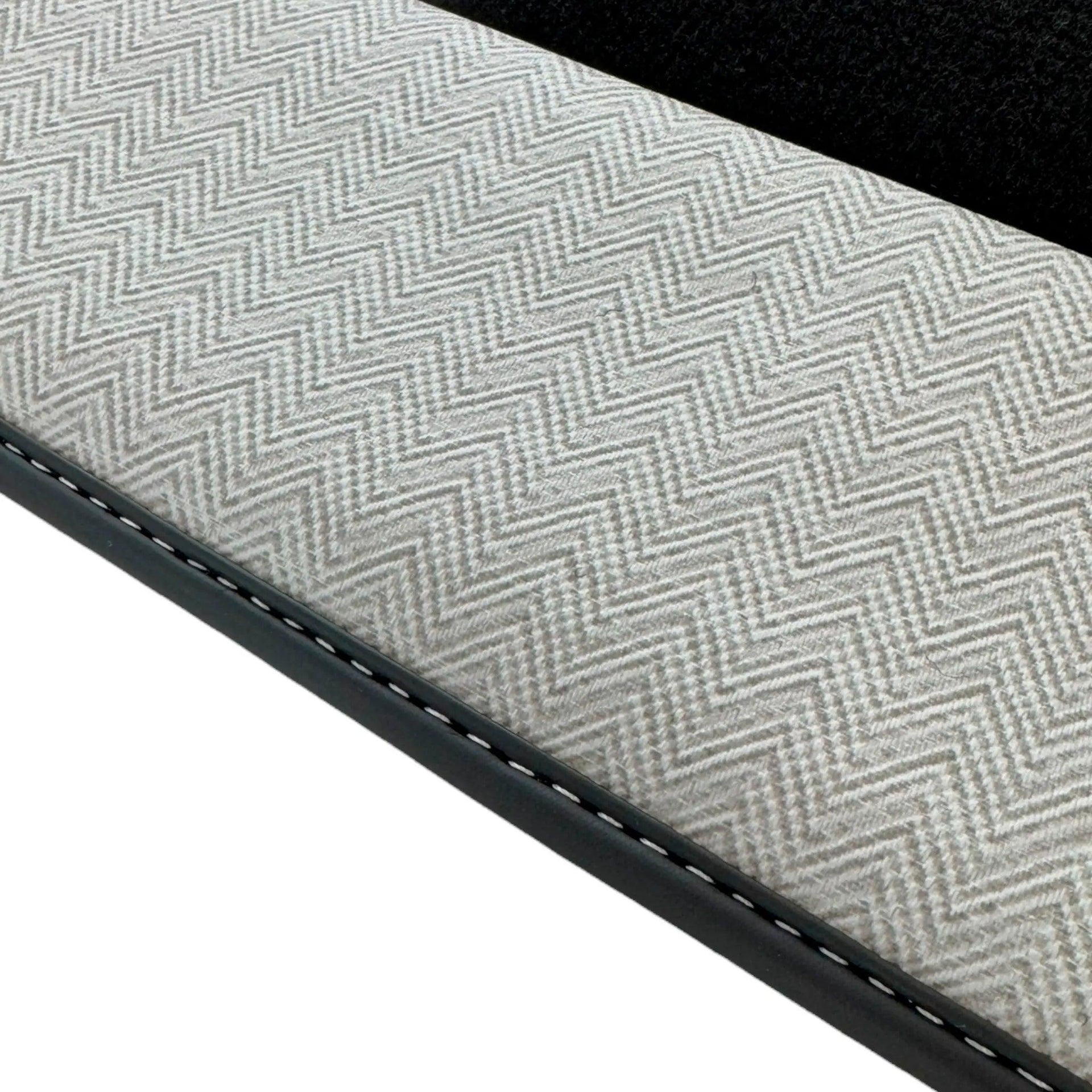 Black Floor Mats for Rolls Royce Wraith (2013–2023) with Gray Leather Borders