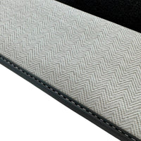 Black Floor Mats for Rolls Royce Wraith (2013–2023) with Gray Leather Borders