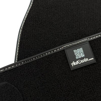 Black Floor Mats for Rolls Royce Wraith (2013–2023) with Gray Leather Borders