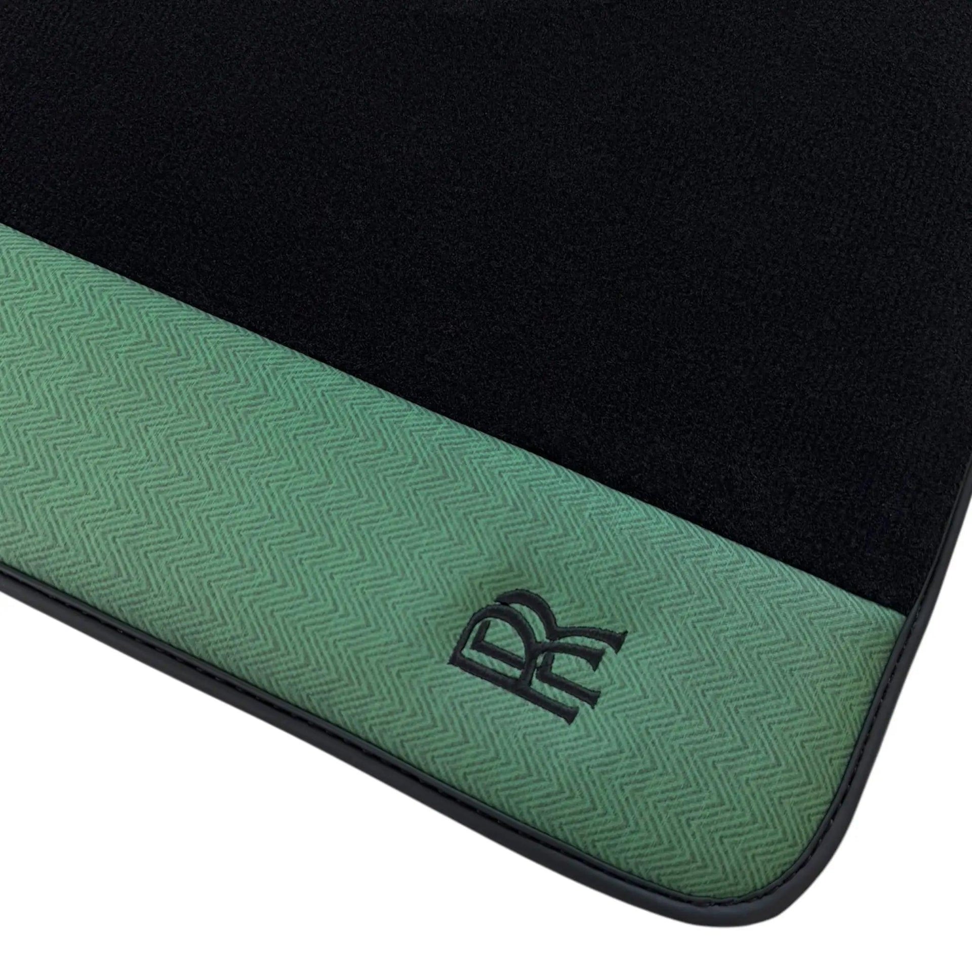Black Floor Mats for Rolls Royce Wraith (2013–2023) with Green Leather