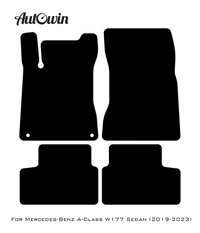 Black Leather Floor Mats For Mercedes Benz A-Class W177 Sedan (2019-2023) | ER56 Design - AutoWin