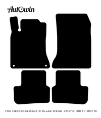 Black Leather Floor Mats For Mercedes Benz B-Class W246 4Matic (2011-2019) | ER56 Design - AutoWin