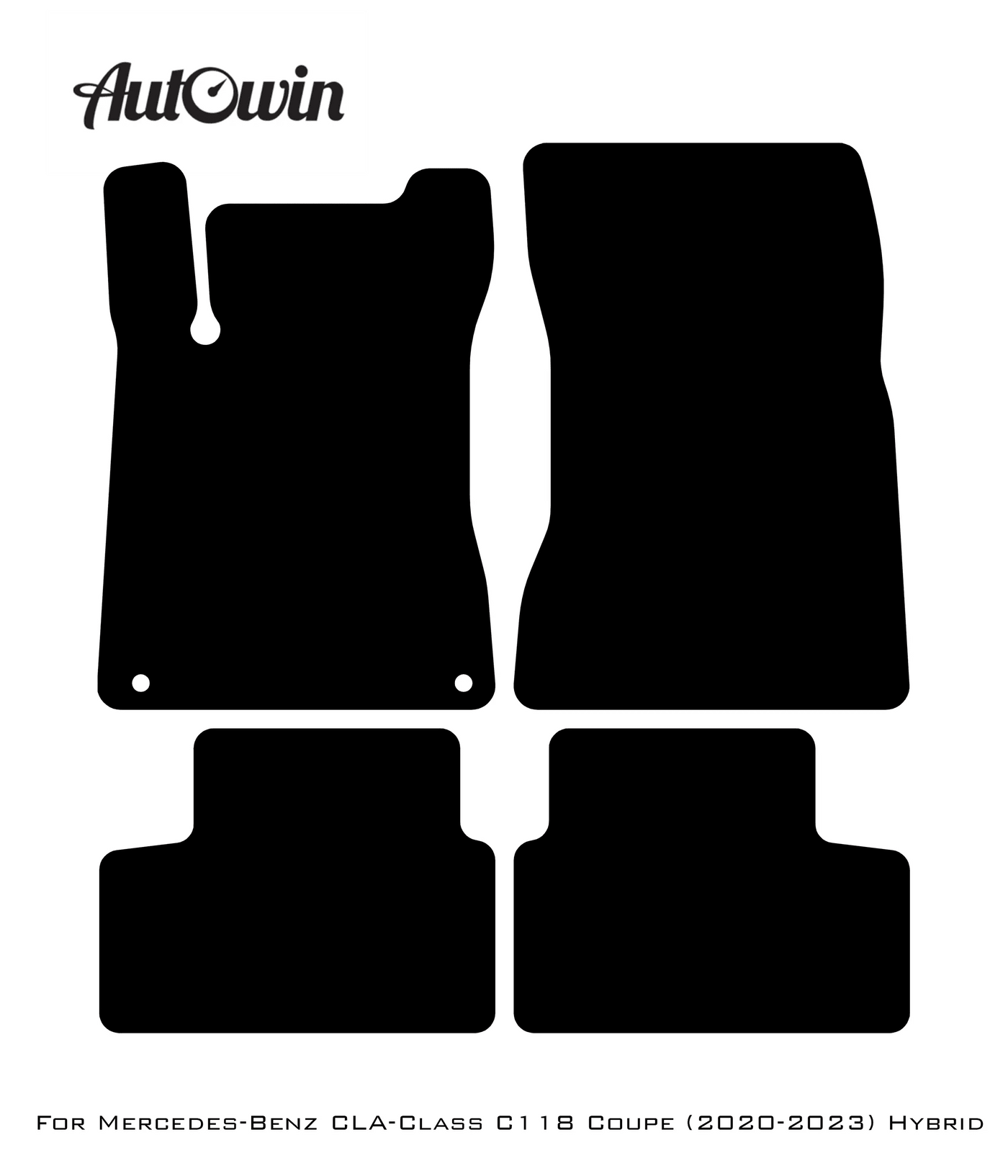 Black Leather Floor Mats For Mercedes Benz CLA-Class C118 Coupe (2020-2023) Hybrid | ER56 Design - AutoWin