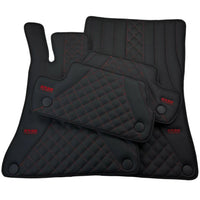 Black Leather Floor Mats For Mercedes Benz CLK-Class C208 Coupe (1997-2002) | ER56 Design - AutoWin