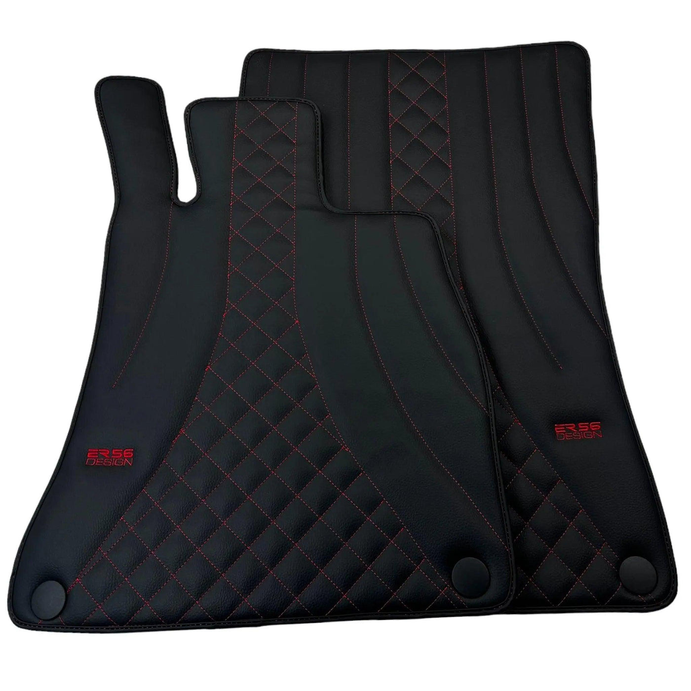Black Leather Floor Mats For Mercedes Benz E-Class S211 Estate 4Matic (2003-2009) | ER56 Design - AutoWin