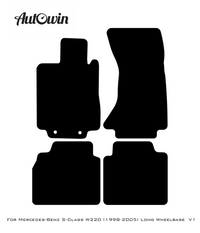 Black Leather Floor Mats For Mercedes Benz S-Class W220 (1998-2005) Long Wheelbase | ER56 Design - AutoWin