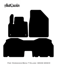 Black Leather Floor Mats For Mercedes Benz T-Class W420 (2022-2023) | ER56 Design - AutoWin