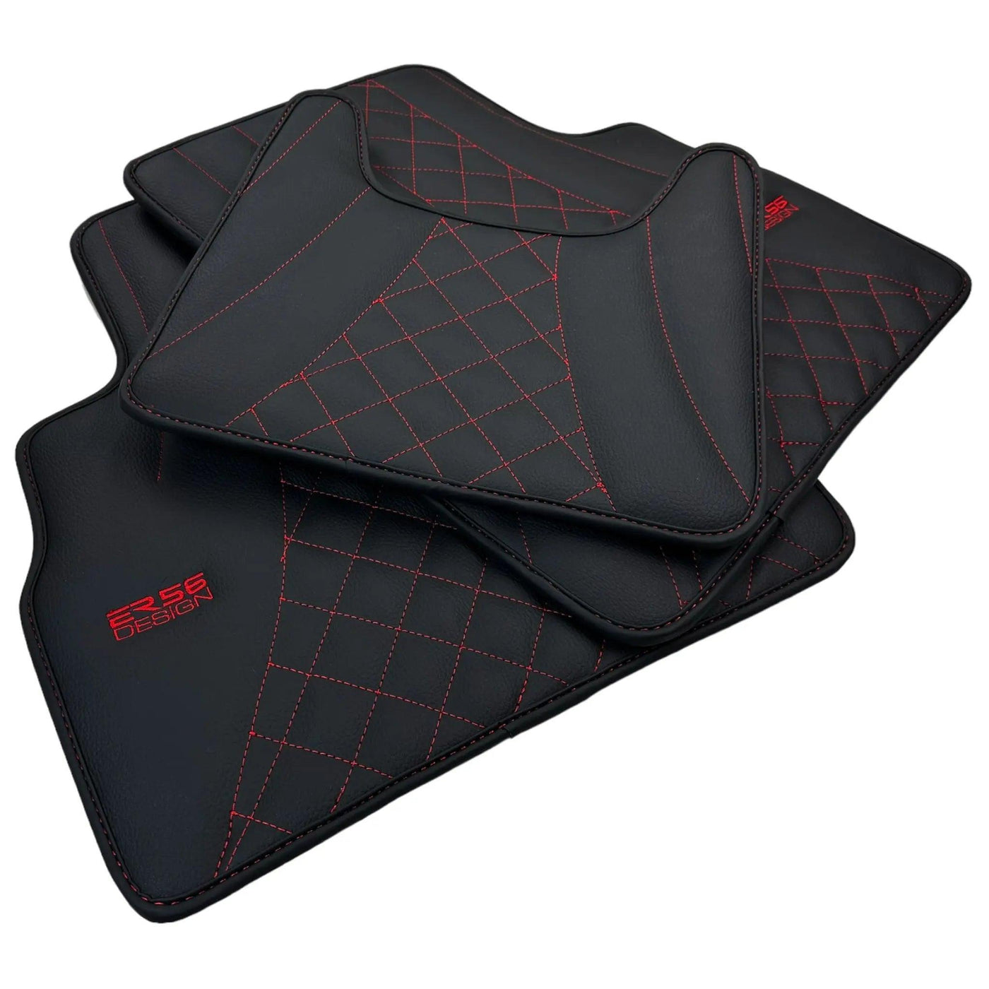 Black Leather Floor Mats for Mercedes-Benz G Class W461 (1979-2008) ER56 Design - AutoWin