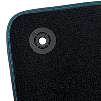 Black Leather Floor Mats for Lamborghini Urus S with Sky Blue Leather Accent