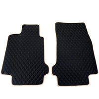 Black Stitched Leather Floor Mats for Maserati GranCabrio Sport (2011-2019) | Beige Trim - AutoWin