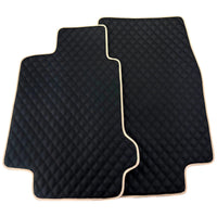 Black Stitched Leather Floor Mats for Maserati GranCabrio Sport (2011-2019) | Beige Trim - AutoWin