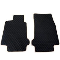 Black Stitched Leather Floor Mats for Maserati GranTurismo MC (2009-2010) | Beige Trim - AutoWin