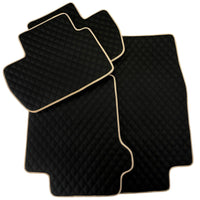 Black Stitched Leather Floor Mats for Maserati GranTurismo S (2008-2012) | Beige Trim - AutoWin