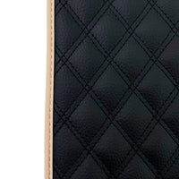 Black Stitched Leather Floor Mats for Maserati GranTurismo MC (2009-2010) | Beige Trim - AutoWin