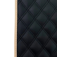 Black Stitched Leather Floor Mats with Logo for Maserati GranTurismo MC (2009-2010) | Beige Trim - AutoWin