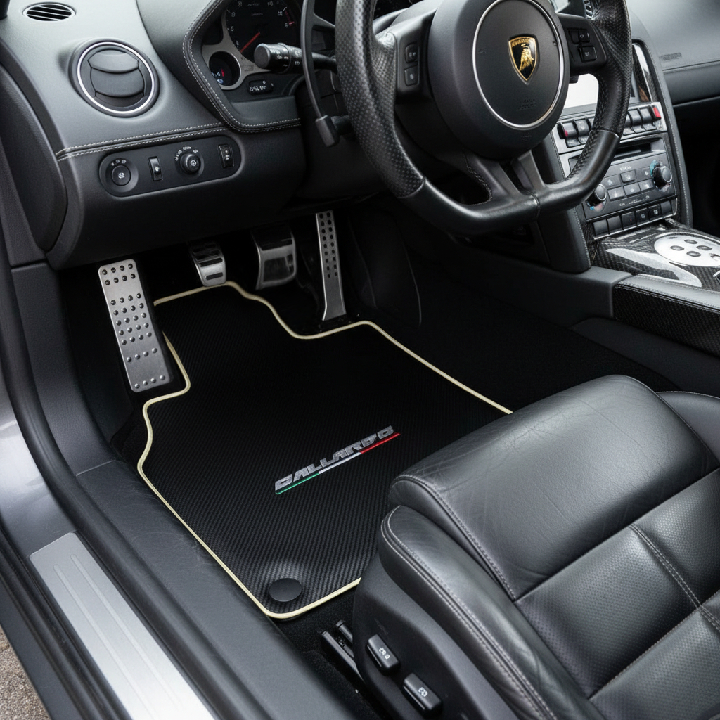 Tapis de voiture gris sur mesure pour Lamborghini Gallardo en cuir Alcantara - AutoWin.EU