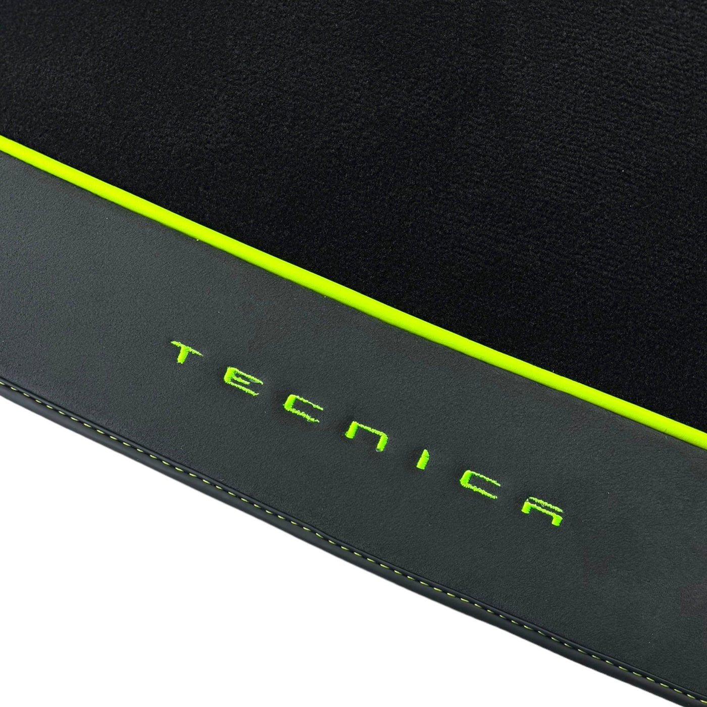 Black Floor Mats for Lamborghini Huracan Tecnica with Alcantara Leather | Green Edition - AutoWin