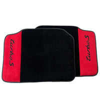 Black Floor Mats for Porsche 996 (1998-2004) with Red Alcantara Leather - AutoWin