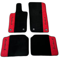 Black Floor Mats for Porsche Classic 911 (1963-1989) with Red Alcantara Leather - AutoWin
