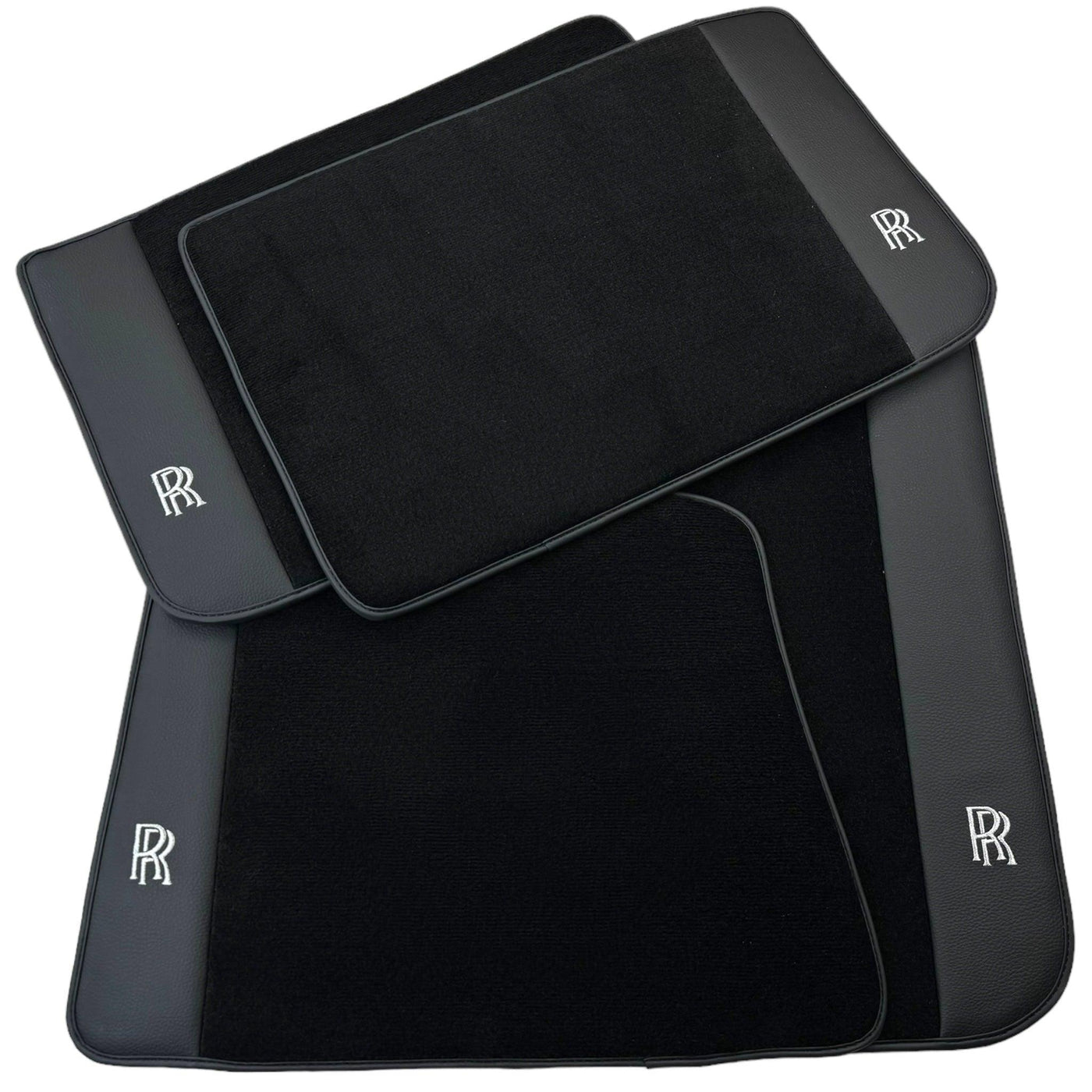 Black Floor Mats for Rolls Royce Ghost Series I (2010–2020) with Black Leather - AutoWin