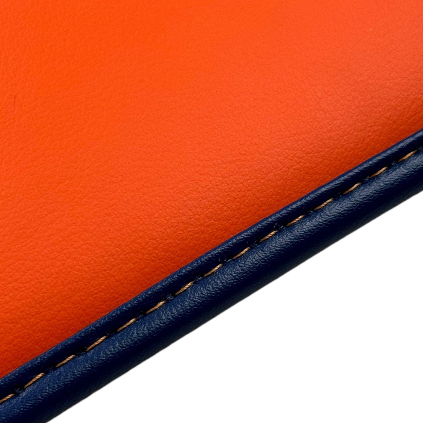 Dark Blue Floor Mats for Rolls Royce Cullinan with Orange Leather - AutoWin