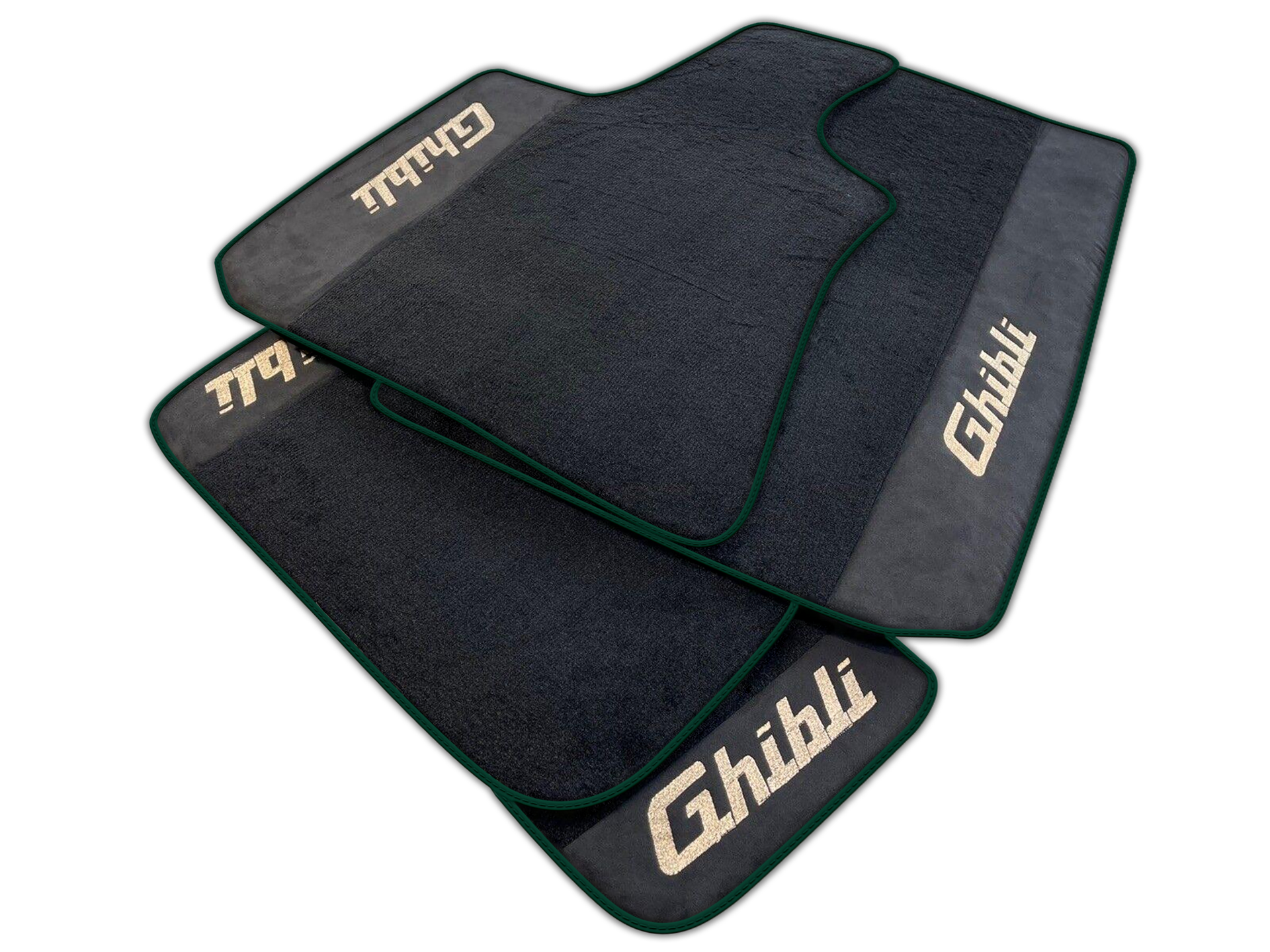 Black Floor Mats For Maserati Ghibli (2013-2022) with Alcantara Leather