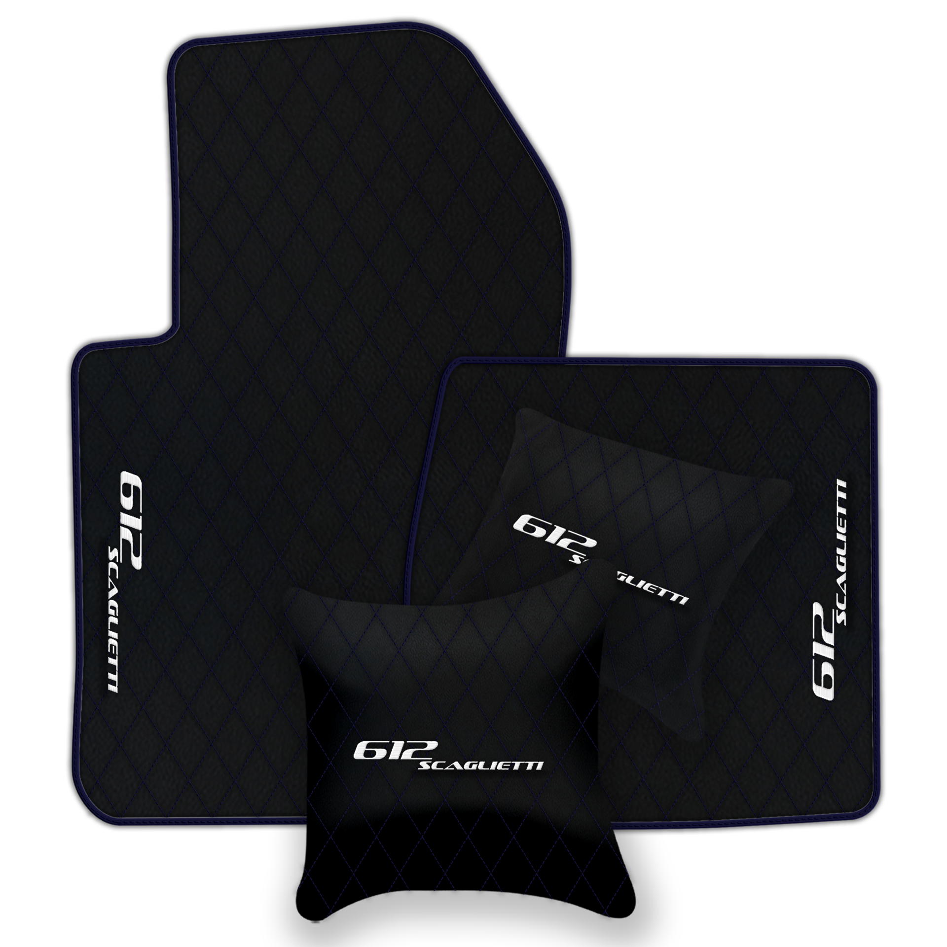 Luxury Black Leather Floor Mats for Ferrari 612 Scaglietti (2005-2011)