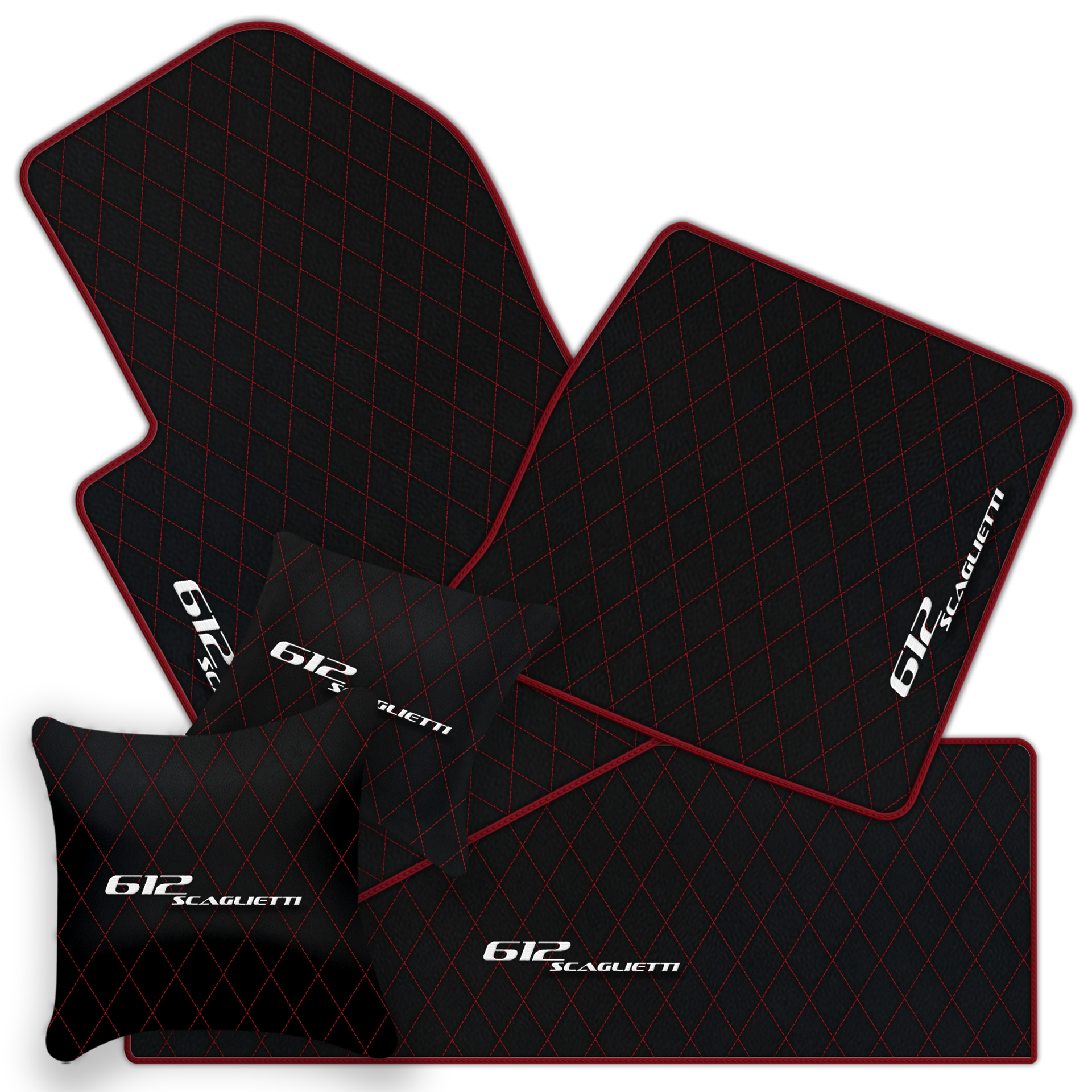 Luxury Black Leather Floor Mats for Ferrari 612 Scaglietti (2005-2011)