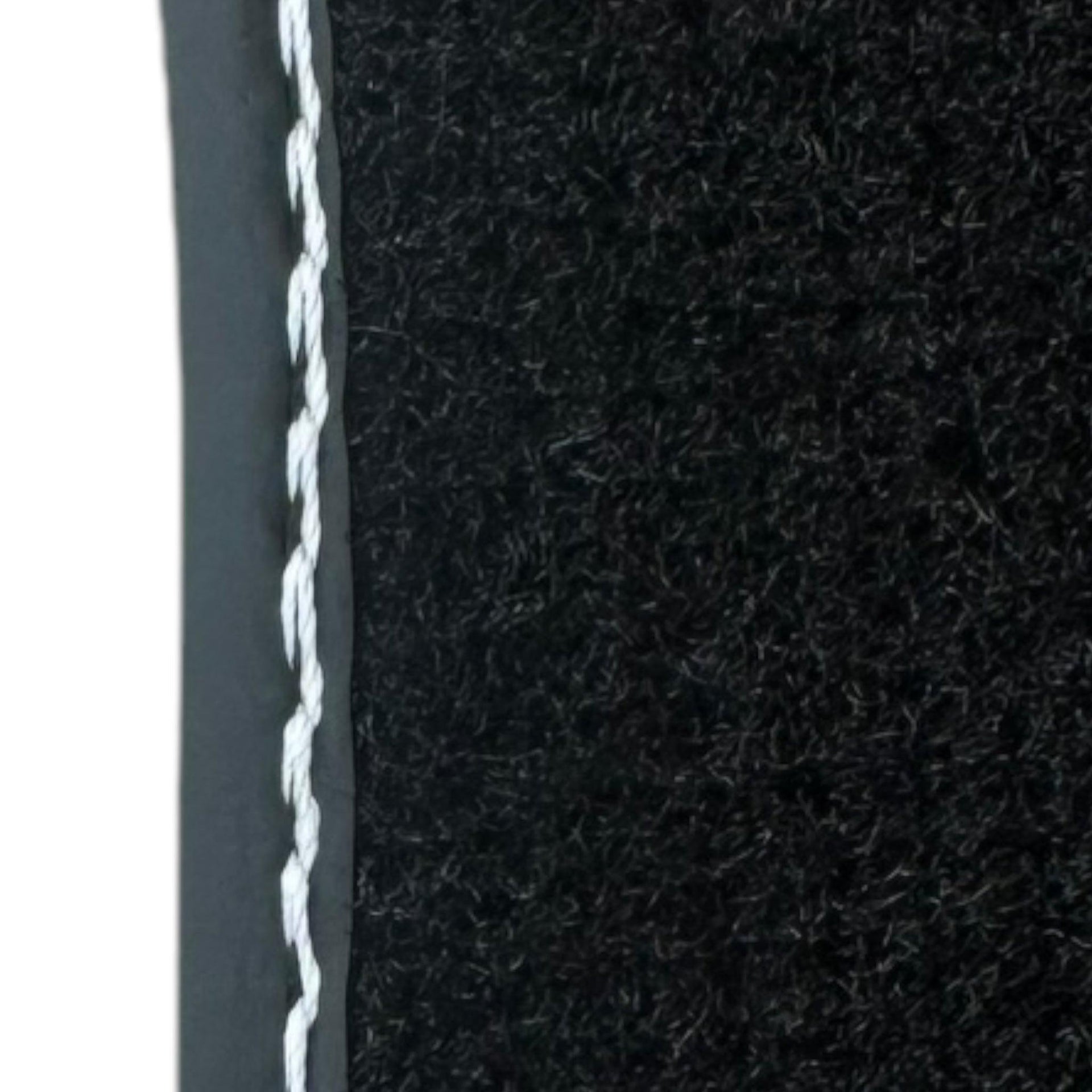 Black Leather Floor Mats for Rolls Royce Cullinan (2018-2023) with White Stitching - AutoWin