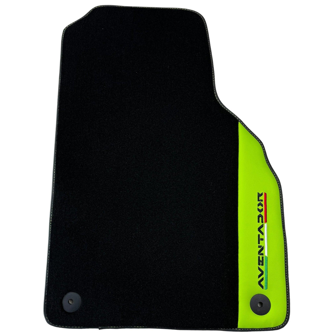 Black Floor Mats for Lamborghini Aventador with Green Leather - AutoWin