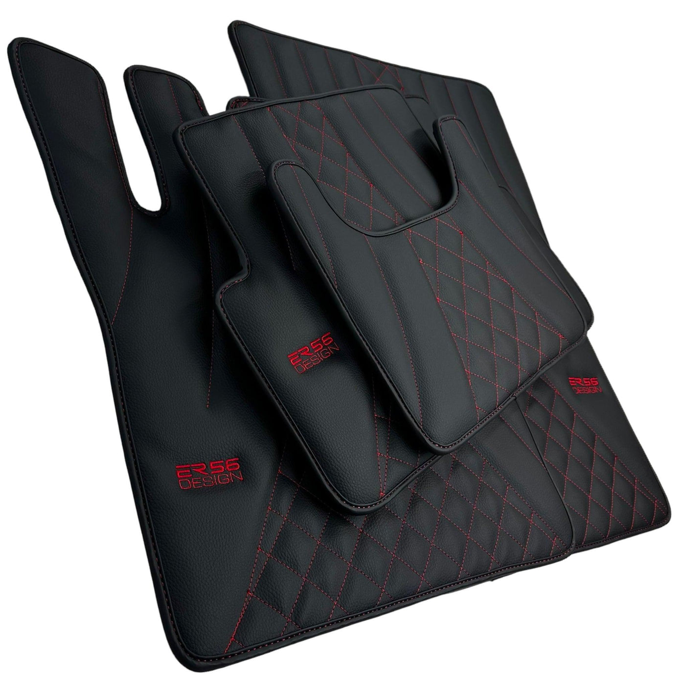 Black Leather Floor Mats for Mercedes-Benz G Class W463 (2008-2018) ER56 Design - AutoWin