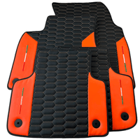 Black Floor Mats for Lamborghini Urus with Orange Leather - AutoWin