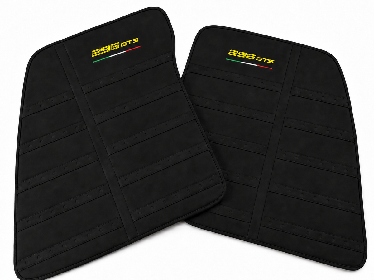Alfombrillas de cuero personalizables con patrón hexagonal para Ferrari 296 GTS (2022-2025)