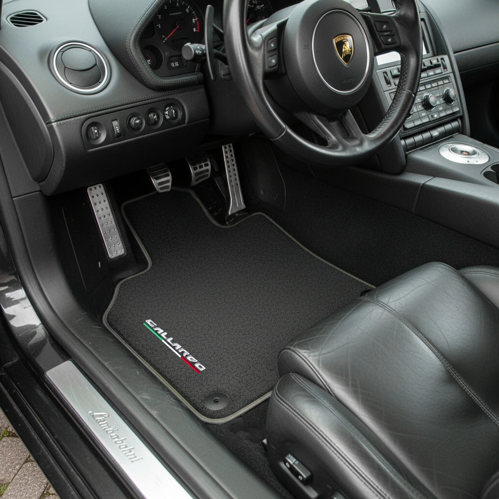 Anpassbare Lederfußmatten mit Divario-Muster für Lamborghini Gallardo (2004-2014) - AutoWin