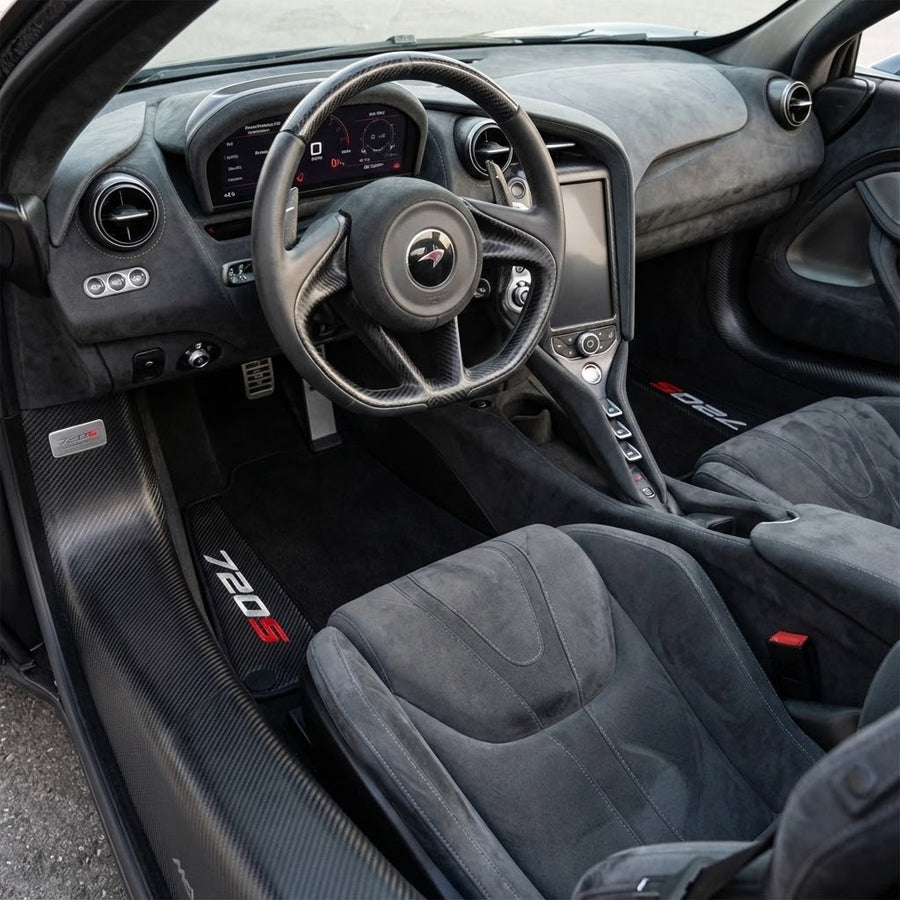 Tapis de voiture noirs pour McLaren 720S (2017-2021) en cuir