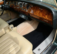 Black Floor Mats for Rolls Royce Shadow (1965-1977) with Gray Leather Borders