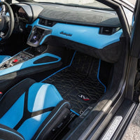 Tappetini in pelle per Lamborghini Aventador SVJ Edizione Limitata con Bordo Blu