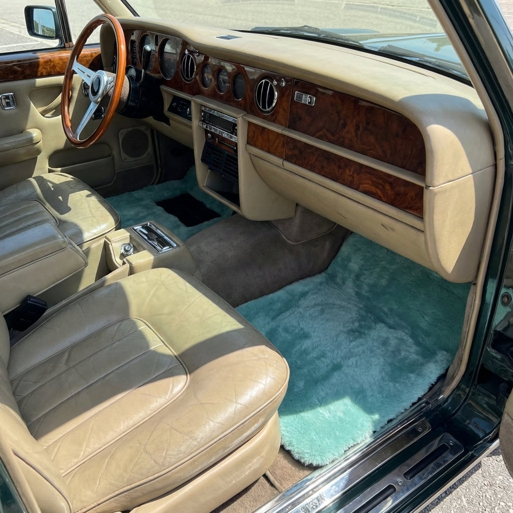 Tiff Blue Sheepskin Floor Mats For Rolls Royce Wraith 2013–2023 Er56 Design