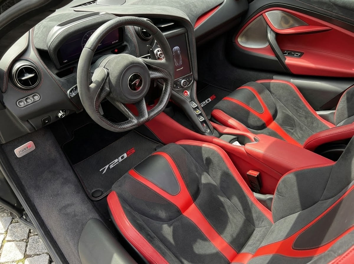 Yellow Leather Floor Mats For McLaren 720S - AutoWin