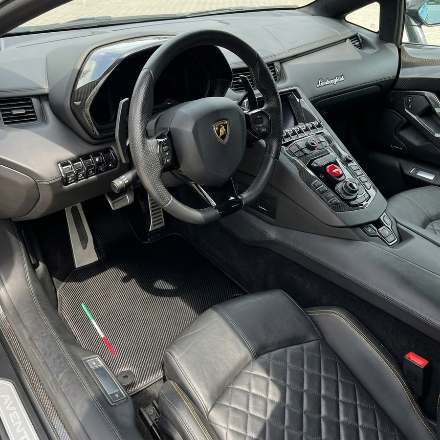 Alfombrillas de coche de fibra de carbono personalizables para Lamborghini Aventador