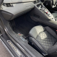 Black Floor Mats for Lamborghini Aventador SVJ with Alcantara Leather