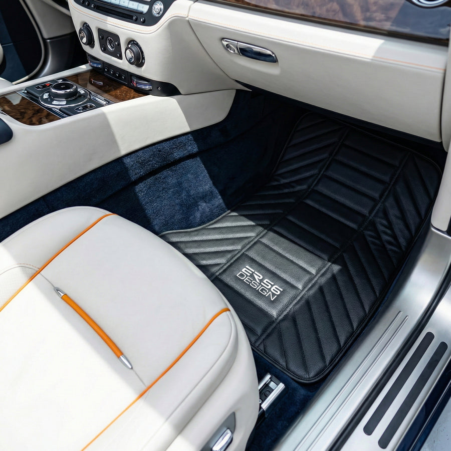 Tapis de voiture en cuir noir pour Rolls Royce Dawn