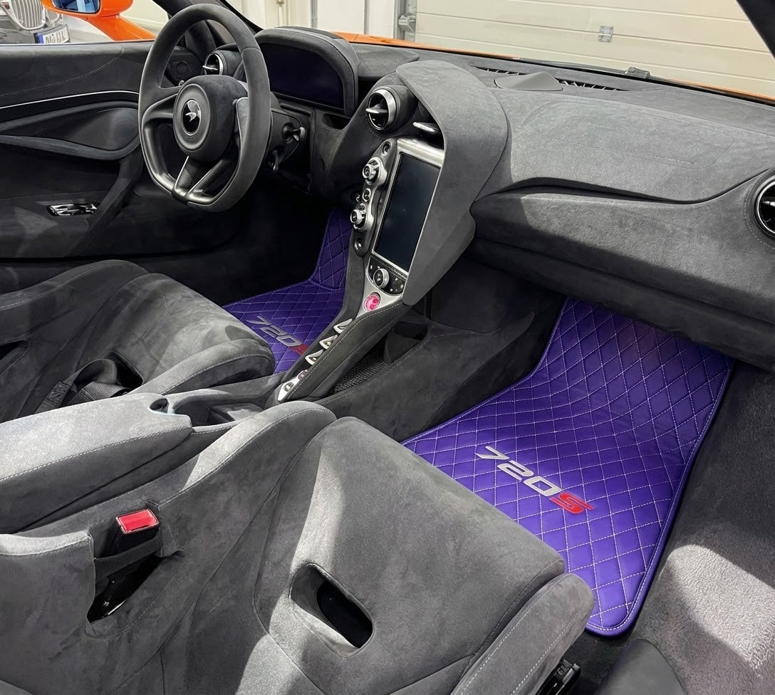 Purple Leather Floor Mats For McLaren 720S - AutoWin