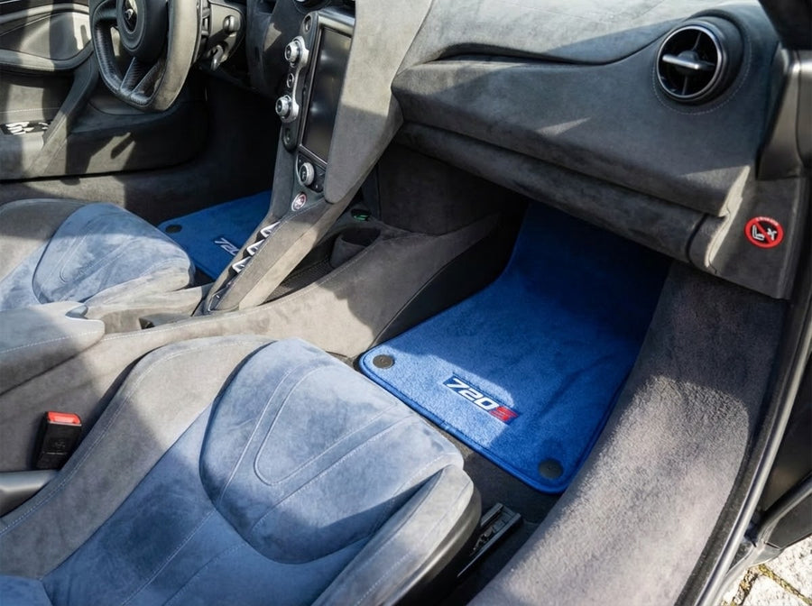 Fußmatten für McLaren 720S Dunkelblau Maßgeschneiderter Teppichsatz AutoWin