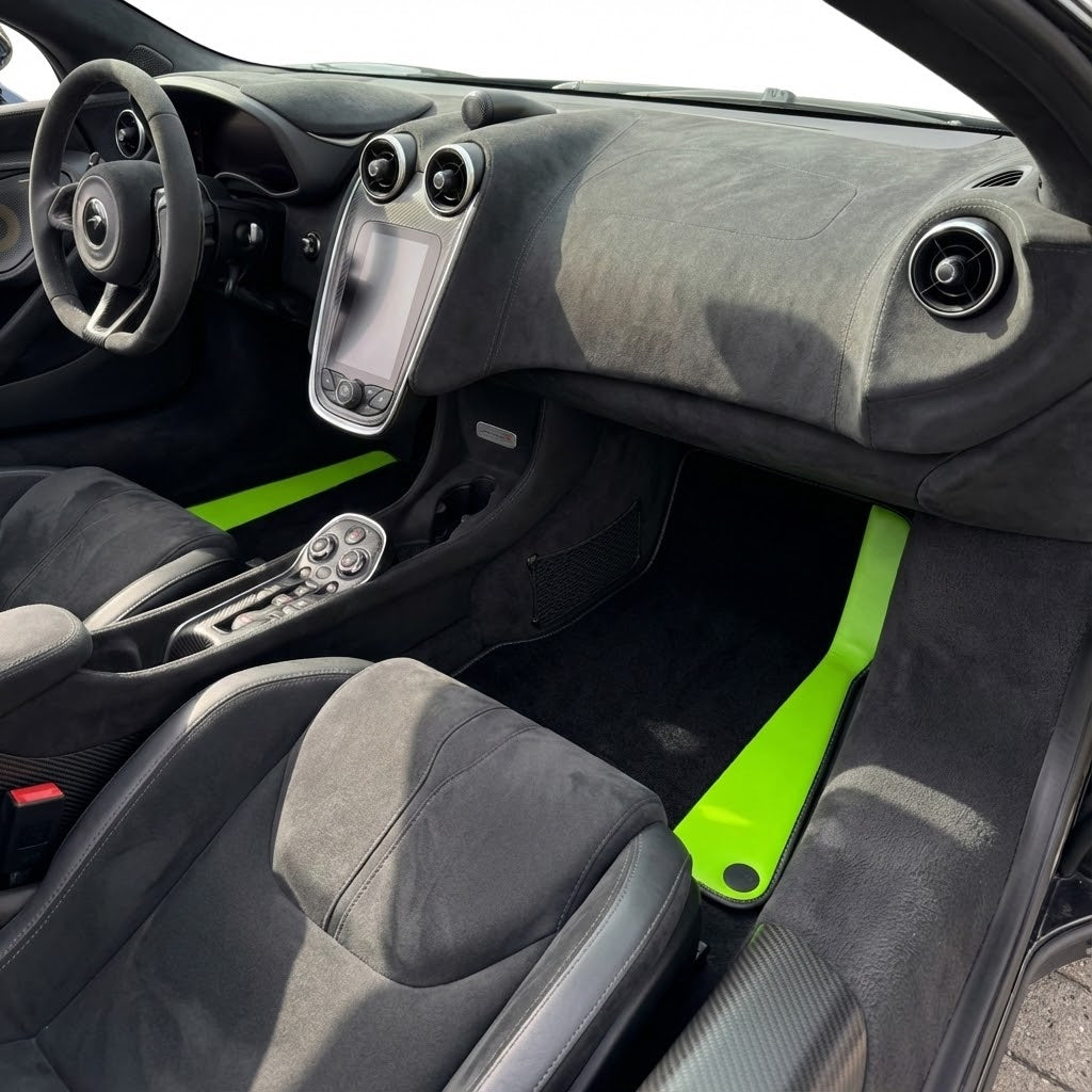 Tapis de voiture noirs pour McLaren 600 LT (2018-2020) en cuir - AutoWin